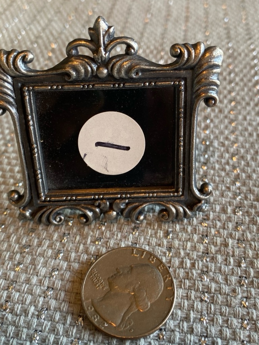 Ornate Mini Picture Frame in Metallic Silver Finish
